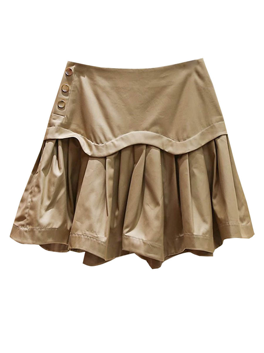 French-Style S Brand 2025 Early Autumn New College-Style High-Waisted Pleated Skirt, Waist-Cinching Slimming A-Line Skirt with Wavy Edges