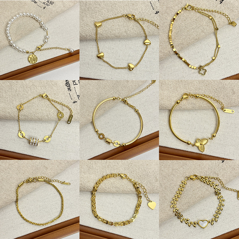 Titanium Steel Non-Fading Small Waist Four-Leaf Clover Bracelet for Women 18K Gold Niche Accessible Luxury High-End Elegant Bracelet Bracelet