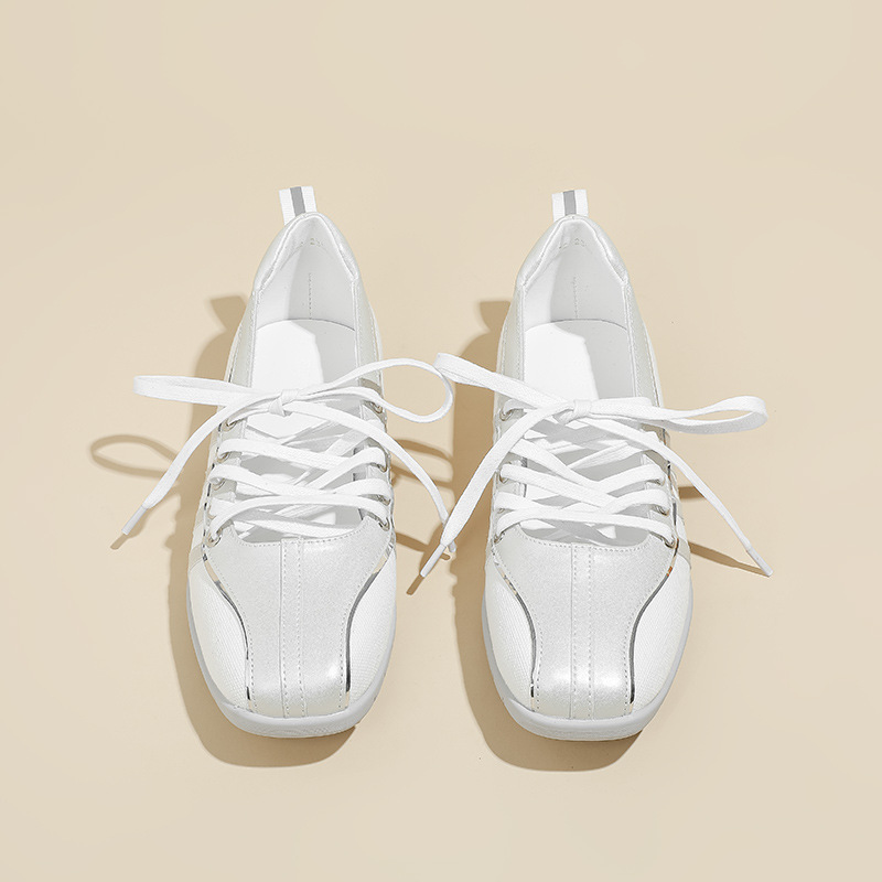 South Korea Niche Sports Ballet Shoes Women's Silver White Vintage German Training Shoes Flat Strap Mary Jane Shoes Women