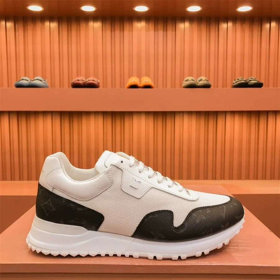 in stock Spring New Printed Leather Patchwork Down Cloth Men's Bag Bottom Dad Shoes Sports Casual Shoes Trendy Men's Shoes