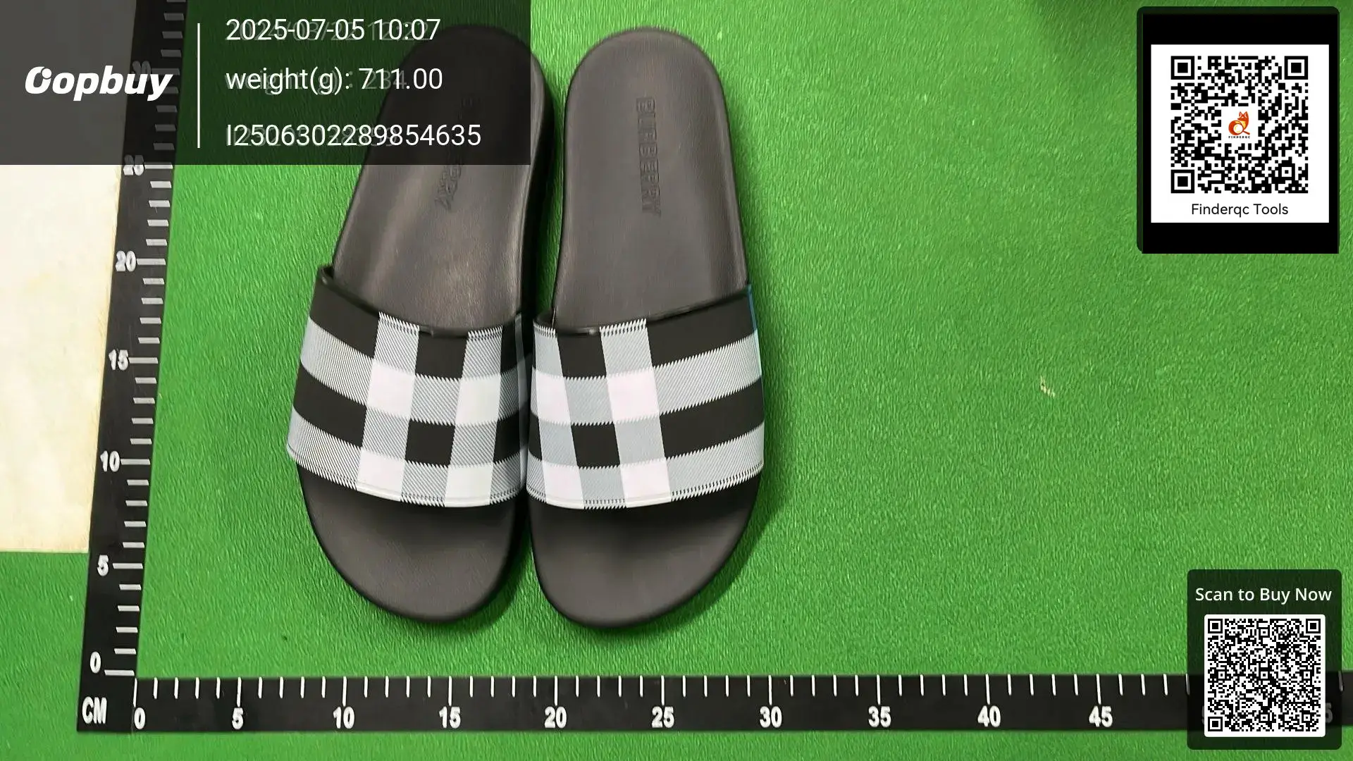Burberry Check Slides Black White