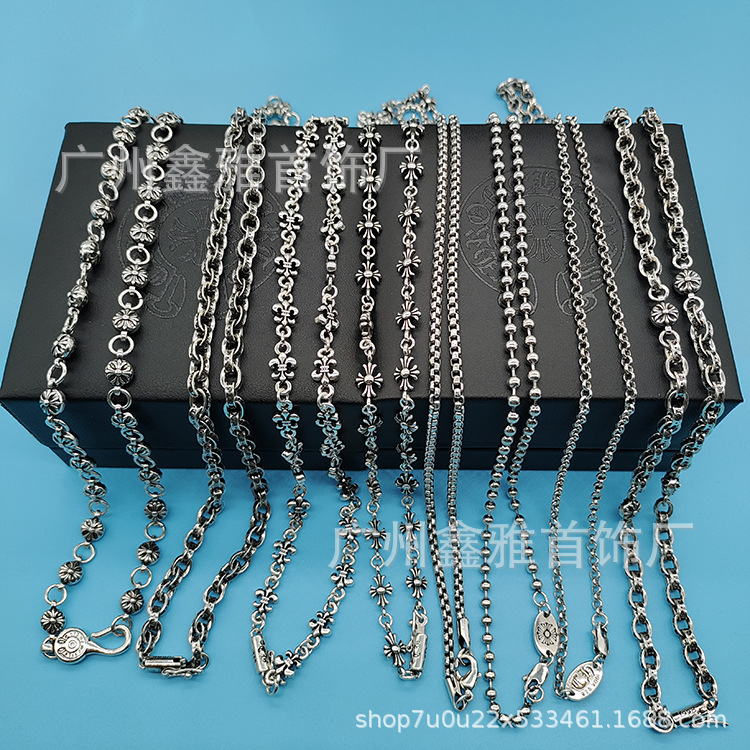 Ch Croton Necklace S925 Label Anchor Letter Cross Flower Men's and Women's Necklace European and American Retro Men's and Women's Couple Necklace