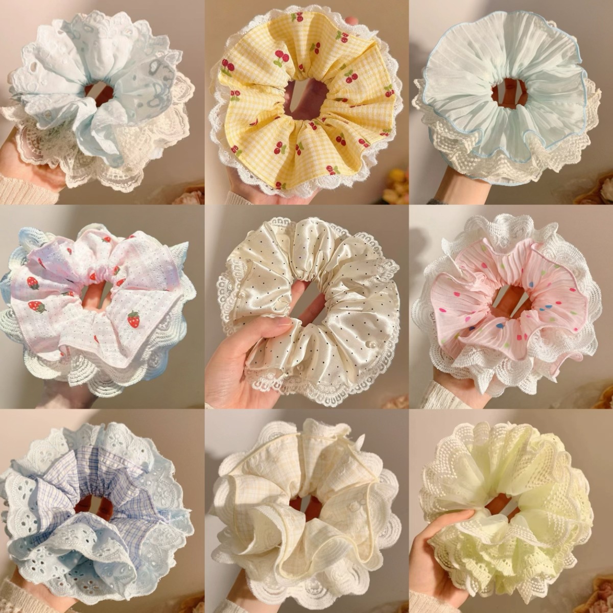 Korean Spring-Style Ultra-Fairy Four-Layer Lace Hair Tie, Niche Lazy Bun Ponytail, Oversized High-End Hair Accessory, Hair Rope