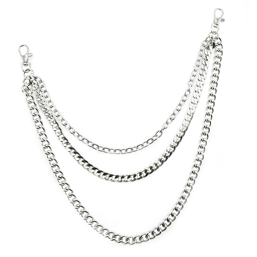 Punk locomotive non-mainstream three-layer chain hip-hop performance pants chain waist chain wallet jeans chain accessories