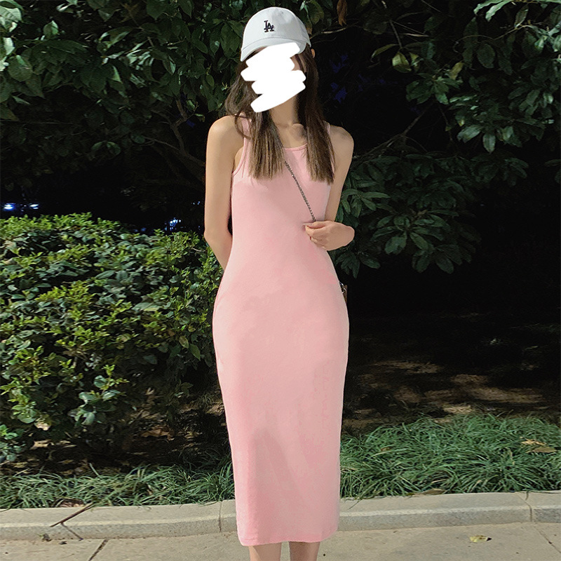 Dress Slimming Look High-Waisted Elegant Summer New Vest Style Ins Style Tall Niche Work Clothing Date Fairy Skirt