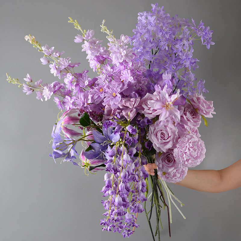 Purple Wedding Flowers, Artificial Flowers, Wedding Hall Hotel Decoration, Artificial Flowers, Soft Decoration, Artificial Silk Flowers, Hosting