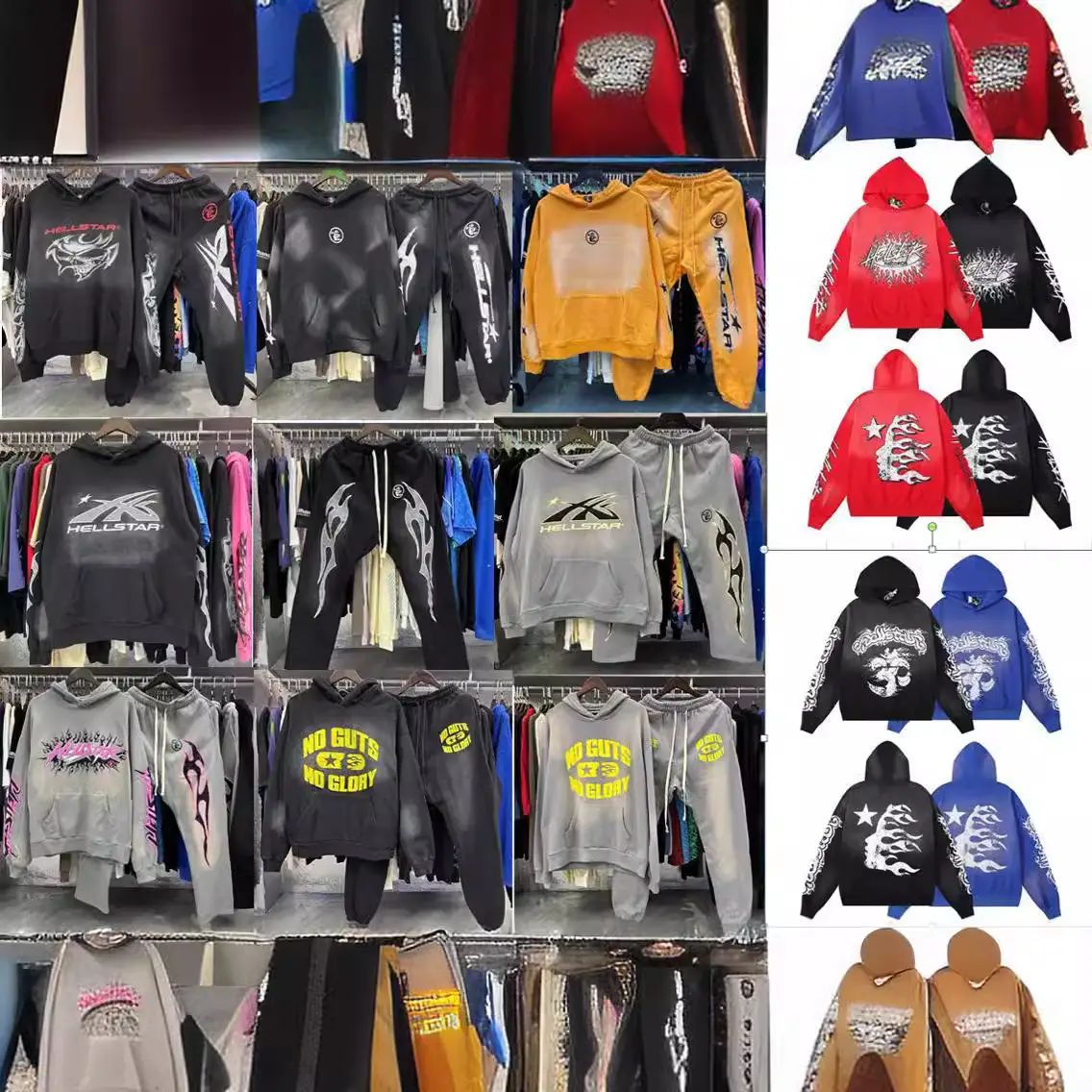 Cross-border foreign trade American washed heavy letter printing casual retro tide loose hooded sweater men and women's suit
