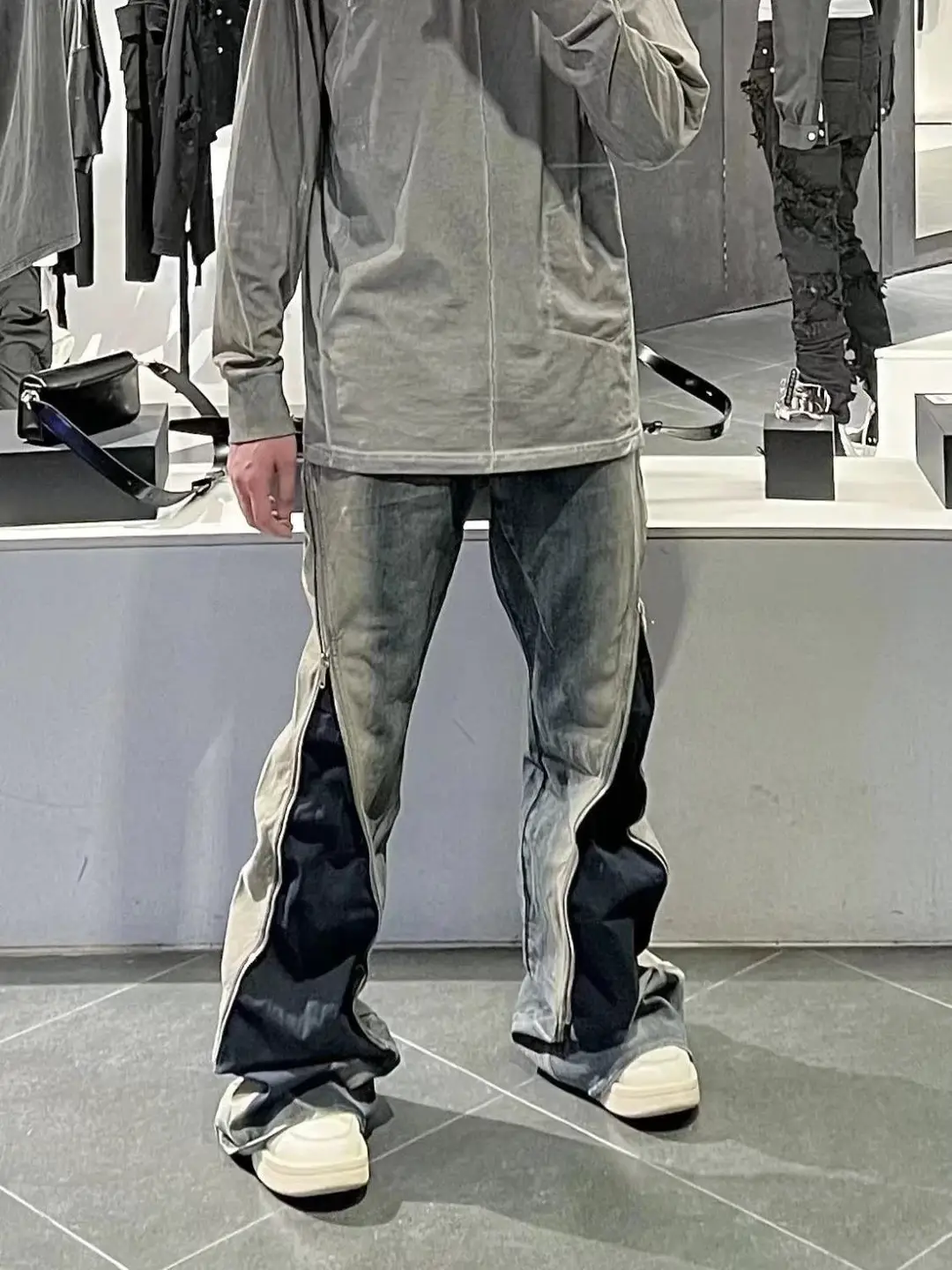 Special Offer RO 23FW Bolan Banana Fully Zippered Rendering Jeans Wide Leg Pants