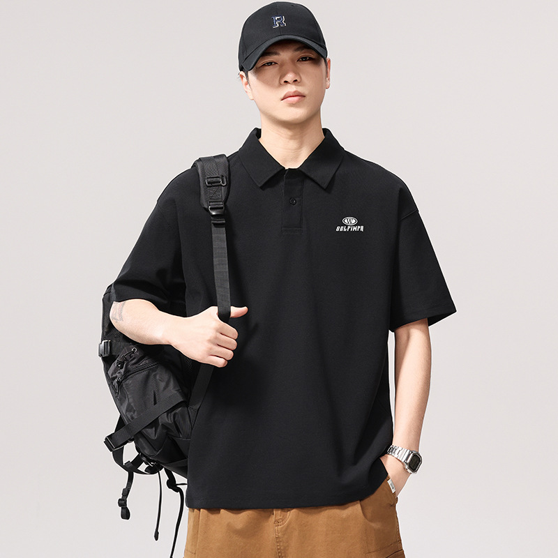P5353 | plus size Men's Summer New Short Sleeve Polo Shirt Men's Fashion Brand Loose Plus Size Joker Lapel Top