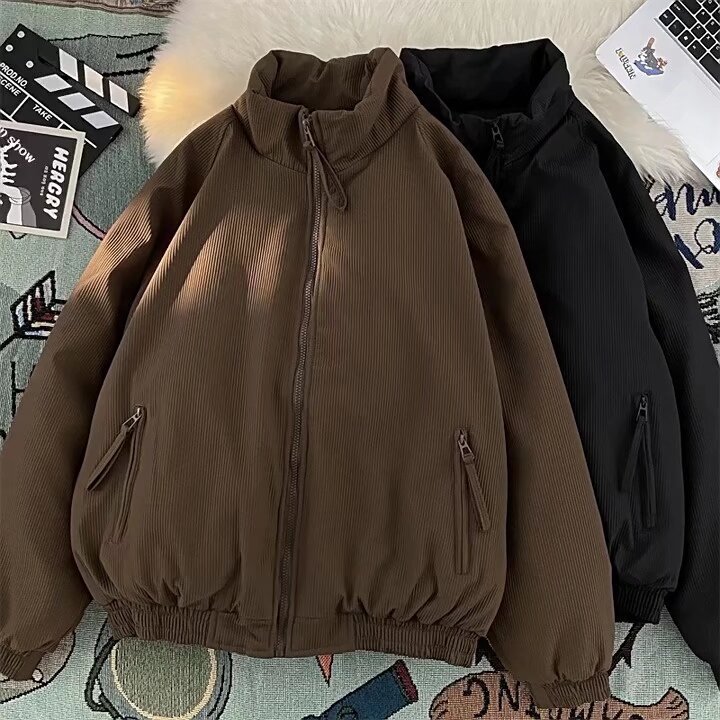 Spring and Autumn Japanese Style Vintage Vertical Collar Couple's Work Jacket Loose Casual Raglan Sleeve Zipper Jacket Trendy for Boys and Girls