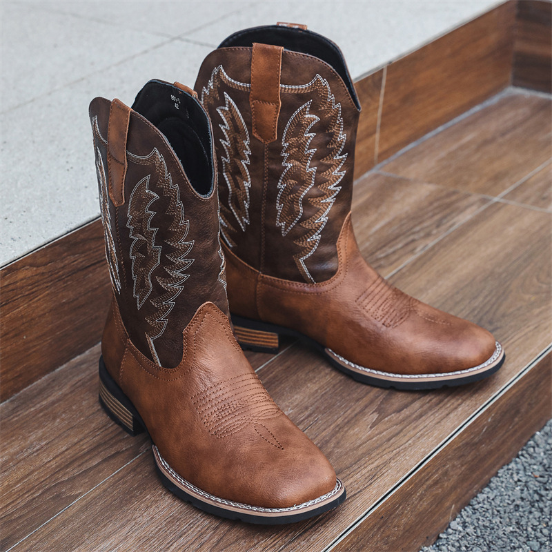 881 Cowboy boots Western Denim Boots Fashion Embroidered Knight Boots V-Mouth Long Boots Foreign Trade plus size