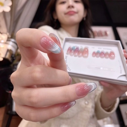 Full of Peachy Vibes Nude Color That Enhances Complexion Instagram-Style Cat-Eye Design Handmade Short Press-On Nails