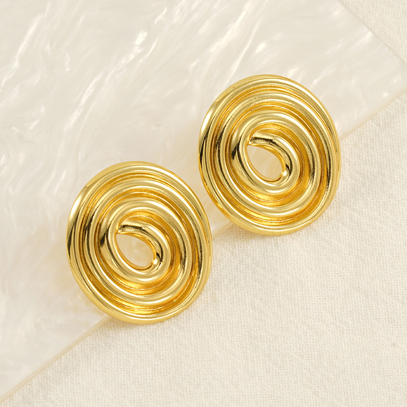 Europe and the United States cross-border ins style simple personality trend design earrings 18K stainless steel spiral earrings earrings wholesale