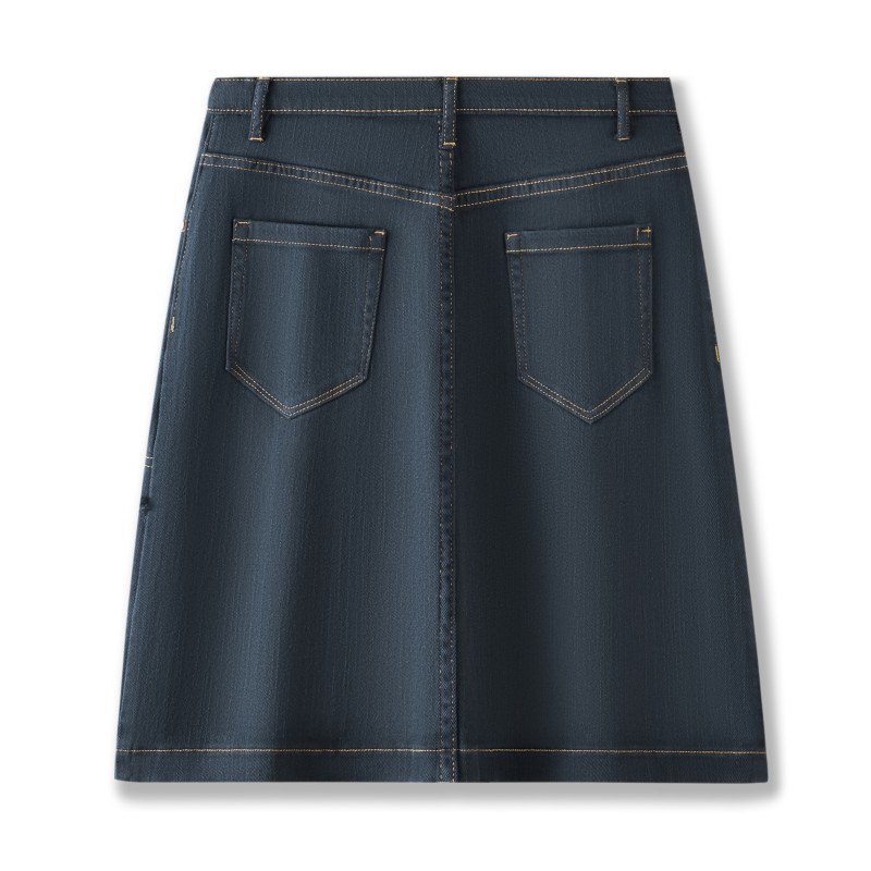 Retro Blue Denim Half Skirt for Women, High Waist Washed and Dyed Women's A-Line Skirt, This Year's Popular Mid-Skirt 365