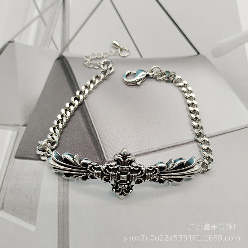 Chkeluo new retro cross flame bracelet European and American personality fashion distressed female bracelet factory wholesale