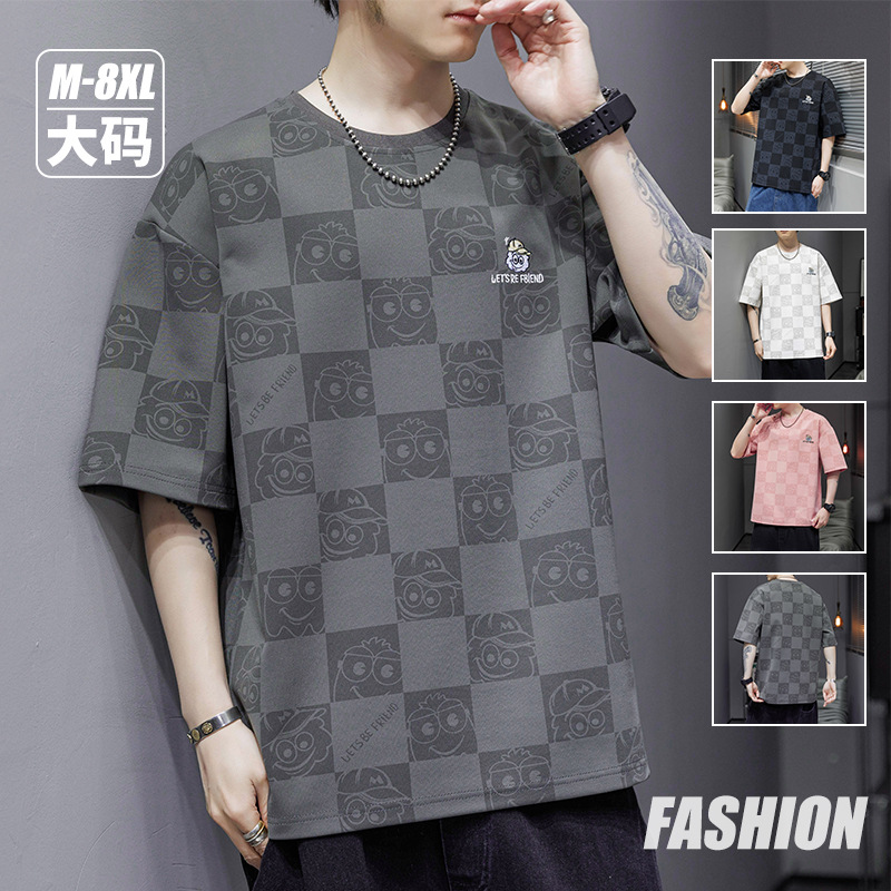 Short-sleeved Men's Summer Thin Trendy Brand Loose Plus Size Plus Size Teenager Half-sleeved T-shirt Clothes Fat Men's Clothing