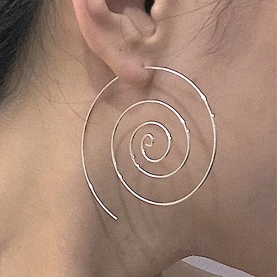 Cafe billion Europe and the United States cross-border thread fashion creative spiral column earrings personality trend design sense earrings