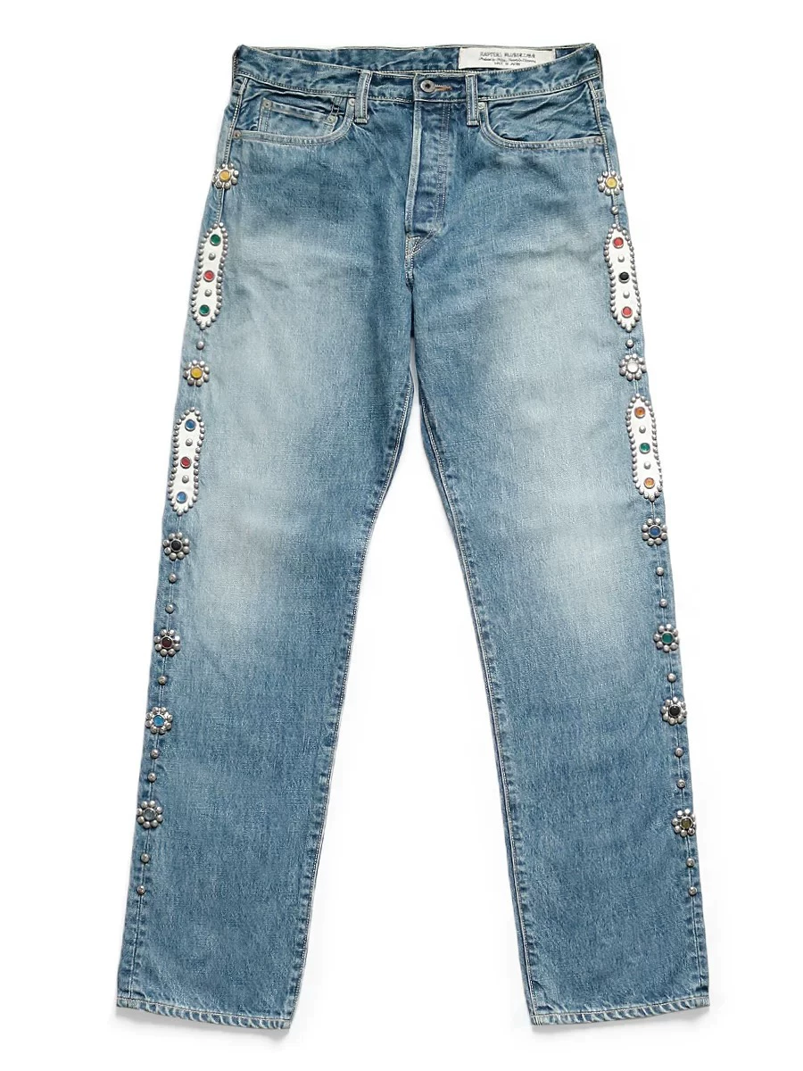 In-Stock Non-Kapital Gemstone Pants, Washed Denim Jeans with Heavy-Duty Buttons Foto QC de TAOBAO na Qualit.ly