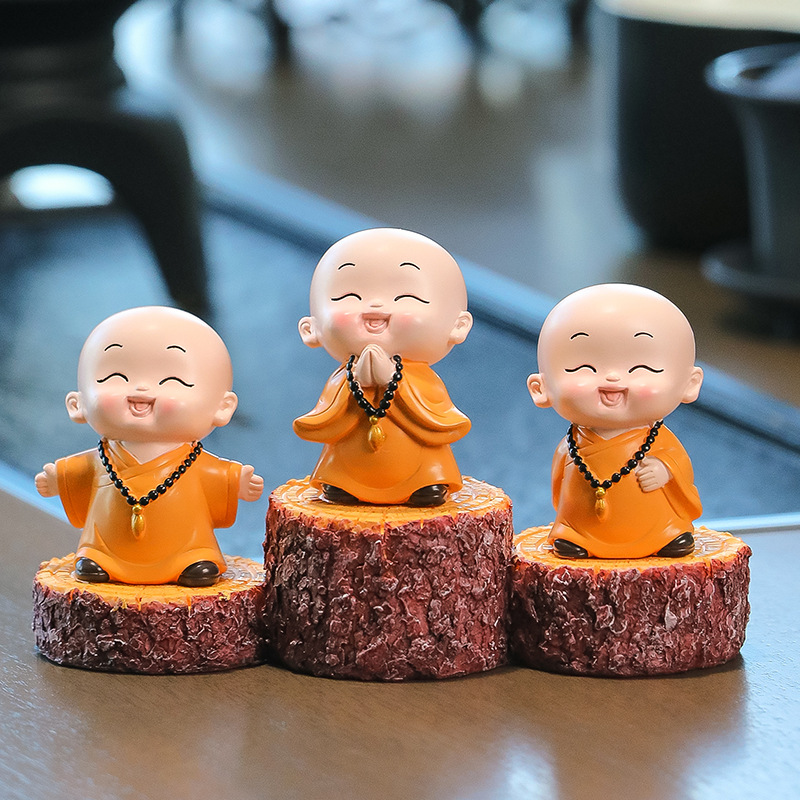 Chinese Zen Style Little Monk Tea Table Ornaments Tea Table Decorations Office Desktop Decoration Buddha Style Cute Little Monk