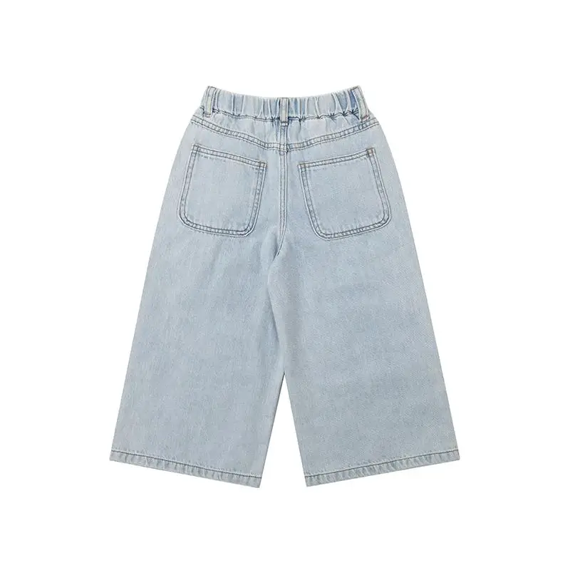 Niessing Children's Clothing Spring New Arrival Loose Large Size Letters Print Minimalist Easiest for Match Children's Jeans
