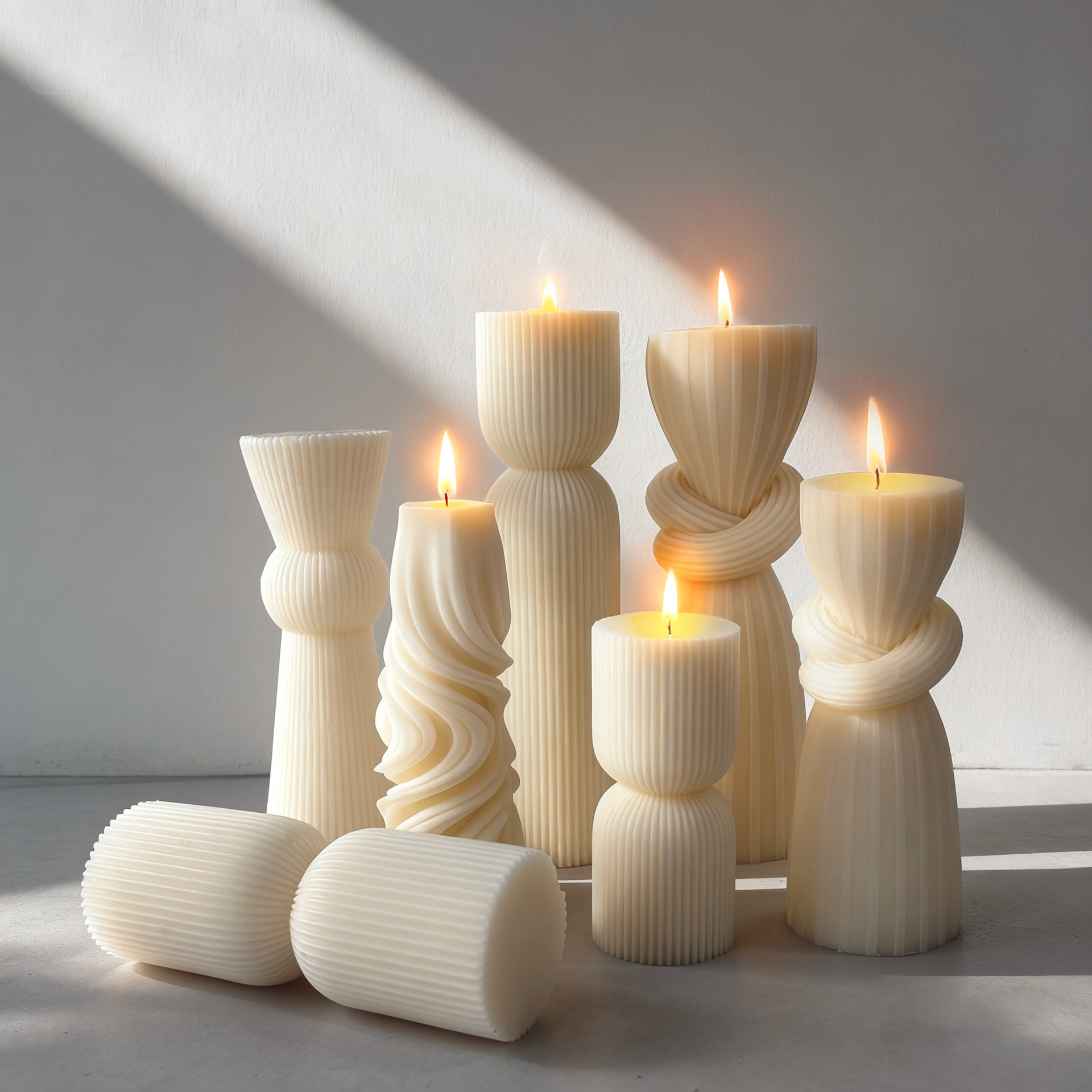 Jiahuimei Cross-border Striped Column Aromatherapy Candle Silicone Mold DIY Cylindrical Gypsum Ornament Decorations Abrasive Tool