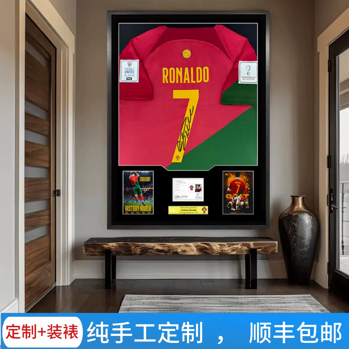 [Includes Jersey] Cr7 Manchester United Portugal Cristiano Ronaldo Signed Jersey Framed in a Photo Frame, Birthday Gift for Men Foto QC de TAOBAO na Qualit.ly