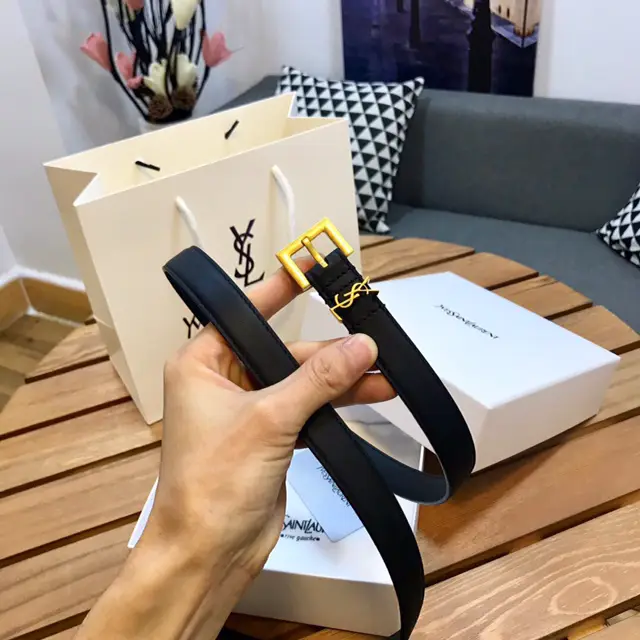 【特价促销】【2.0宽】圣罗兰女士细腰带真皮牛皮裤腰带配裙配风衣皮带