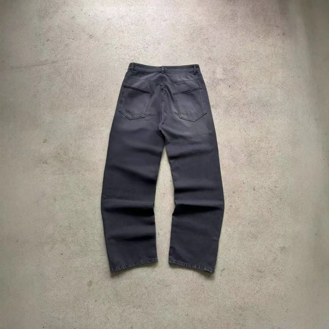 Dollar-Sign Washed Jeans American Retro Style Embroidered Zipper Loose Straight-Leg Jeans in Stock