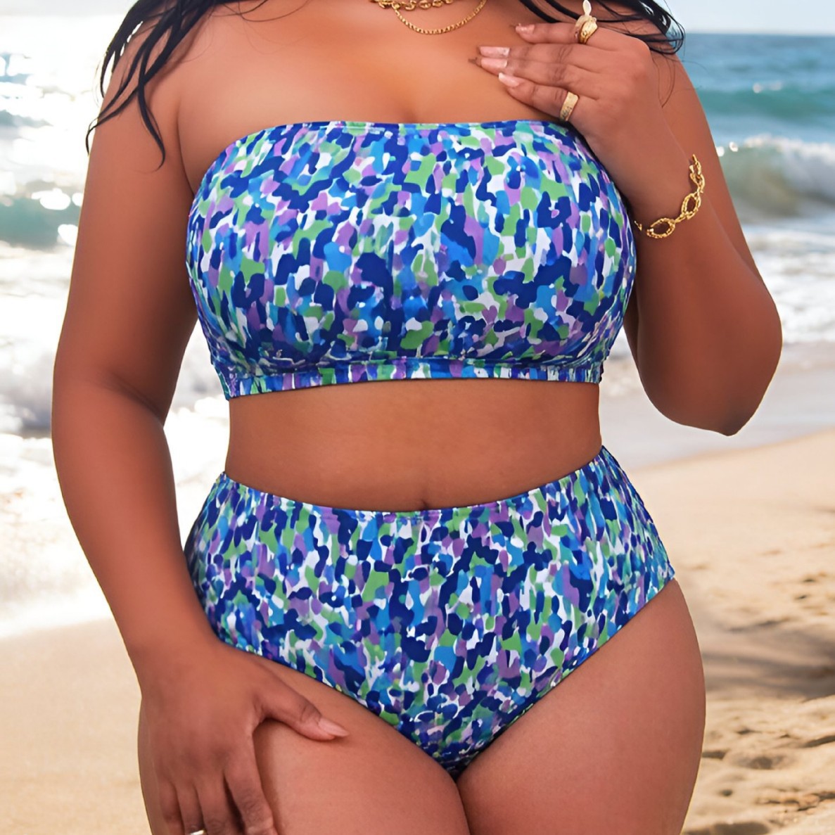 Shencai Cross-Border European and American Style Thin Strap Tube Top Two-Way Wear High Waist Two-Piece Bikini Set Aliexpress Dm446-4