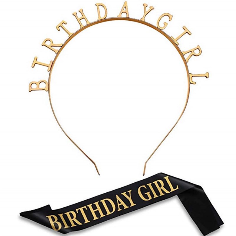 BIRTHDAY party BIRTHDAY GIRL hair band shoulder strap etiquette band set GIRL headdress hair accessories party supplies
