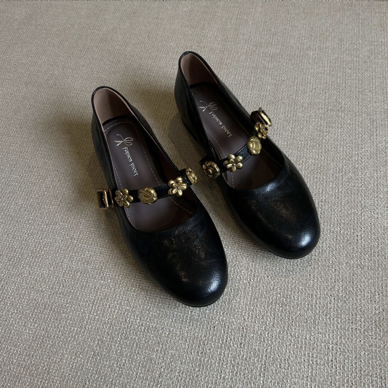 French Retro Mary Jane Leather Shoes for Women, Autumn Flat Shoes That Are Comfortable and Not Tiring, Single Strap Buckle Shoes, Shallow Ballet Shoes