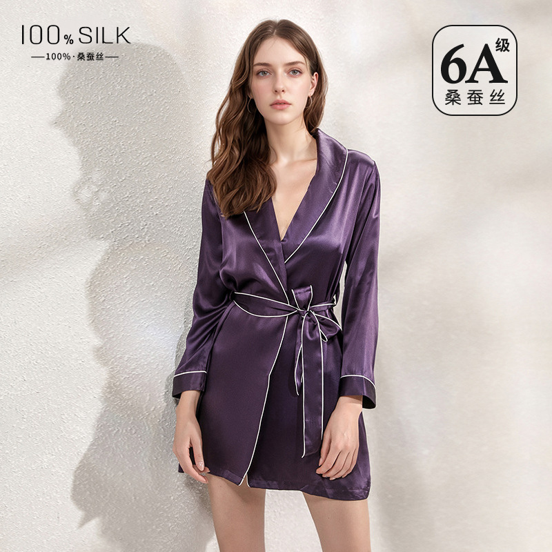 2026 New Model 19mm Heavy Silk Nightgown for Women, High-End 100% Mulberry Silk, Can Be Worn Outside, Loungewear, Dressing Gown