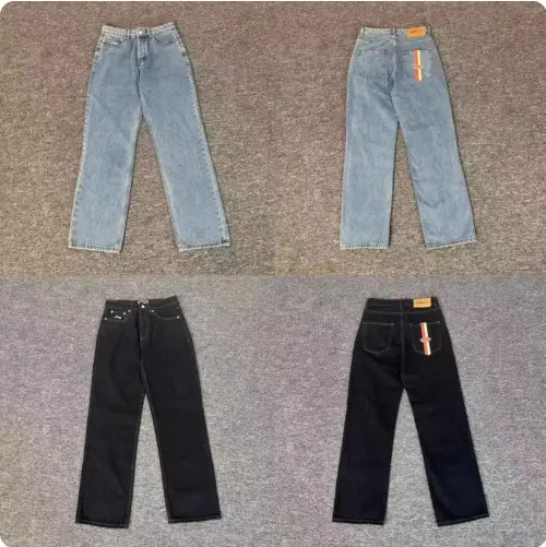 Corteiz Alcatraz American Loose Straight Jeans for Men and Women High Street Webbing Washed Casual Long Pants