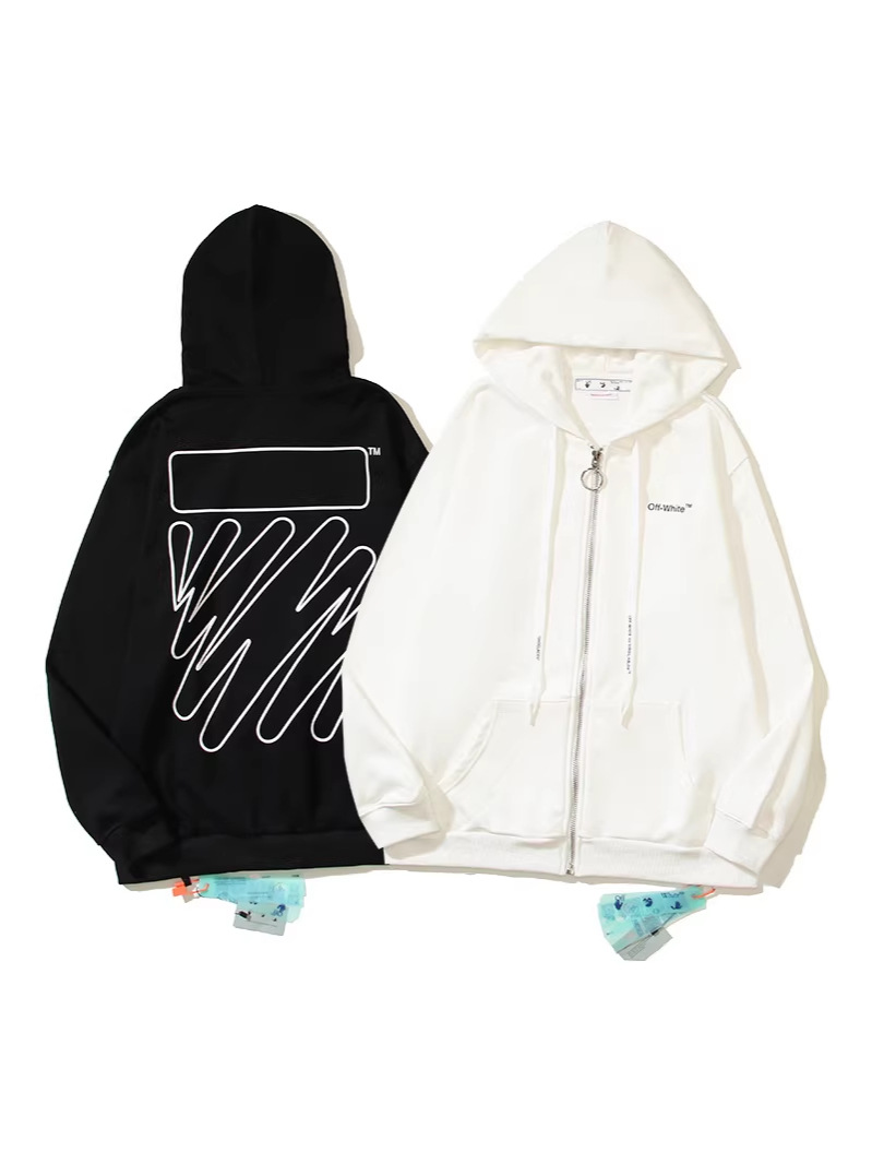 Trade Wholesale Wholesale Autumn and Winter New European and American High Street Fashion Brand Arrow Print Ow Men and Women Couple Wear Fashion Brand Sweatshirts