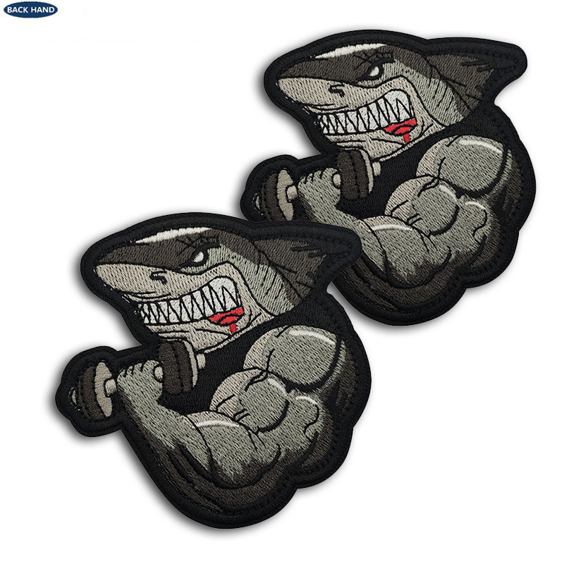 Yichun Haike Outdoor Muscle Shark Armband Tactical Morale Badge Armband Velcro Fitness Bag Sticker in Stock