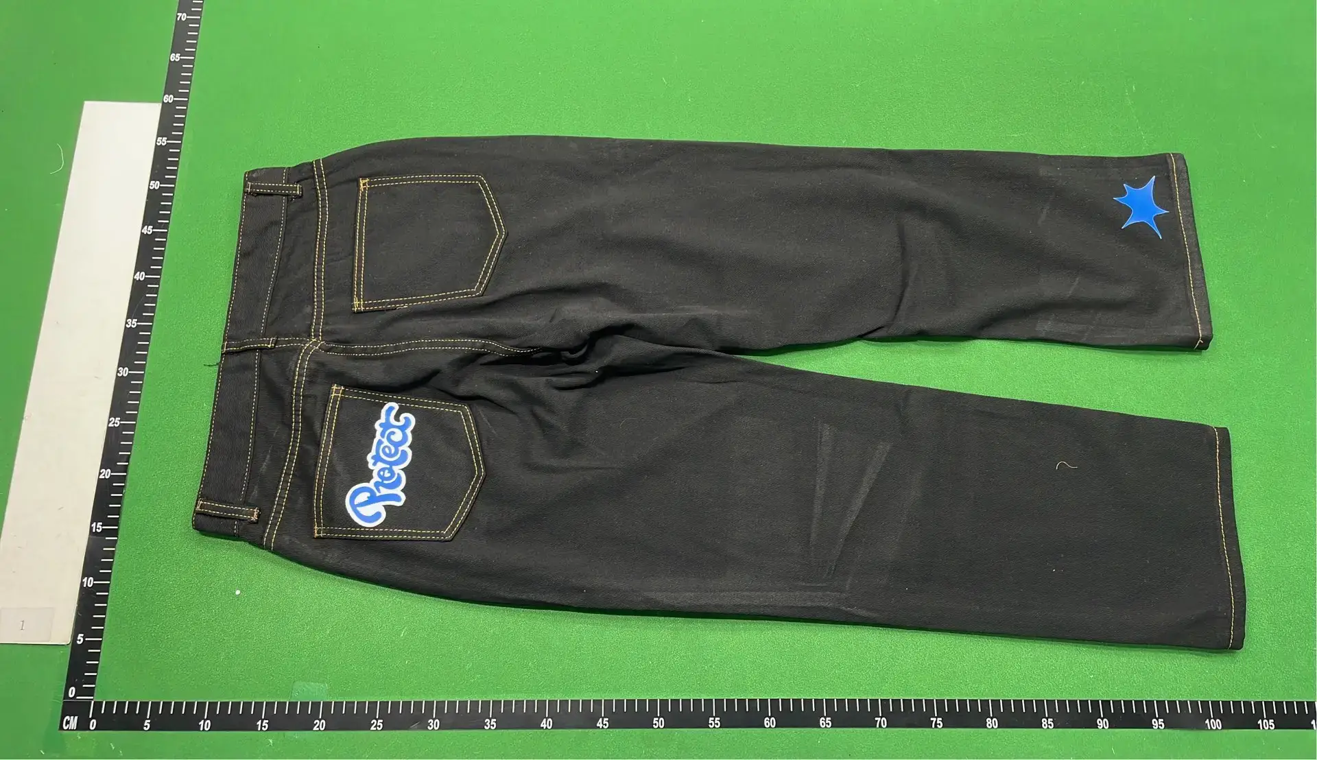 Pieces Men's Black Straight-Leg Jeans with Star Print