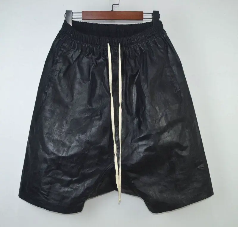 Dark rickRO wax pants, five quarter pants, harem pants, baggy pants, hanging crotch pants, men's loose shorts