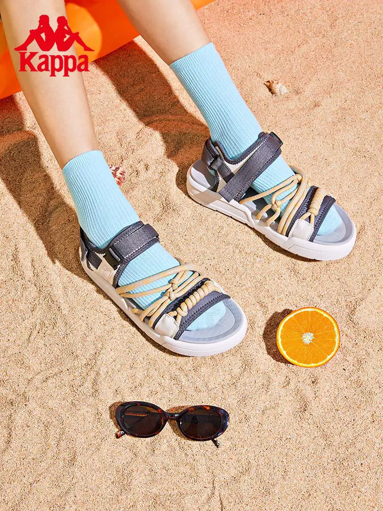 Kappa Kappa Back-To-Back Sandals New arrival Couple Men's and Women's Summer Trendy Strap Outdoor Sports Beach Sandals