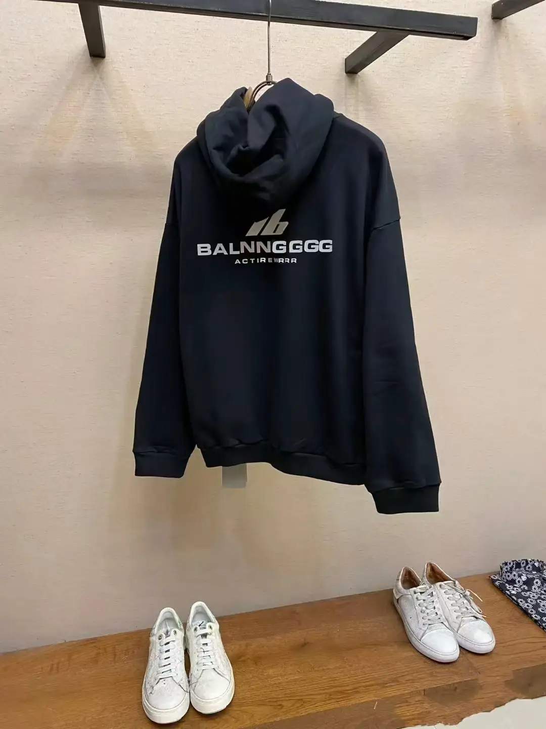[460g] Paris Style Ib Reflective Print letter Loose Hooded Sweatshirt Couple Men and Women Trendy Hoodie