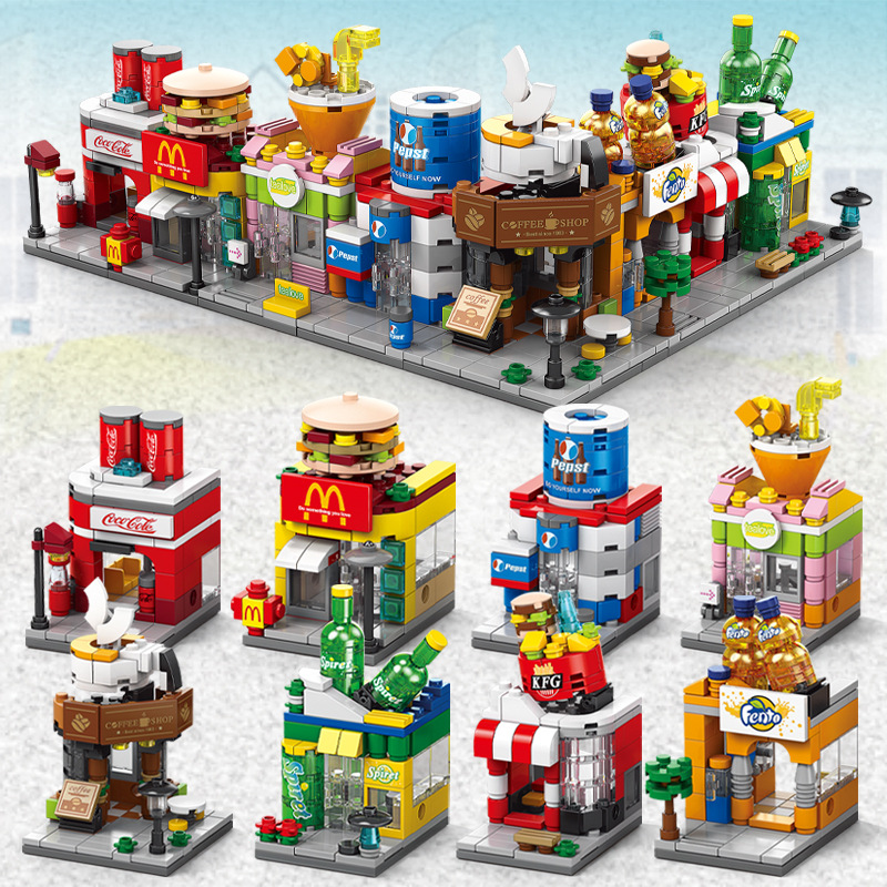 Lele Brothers Building Blocks Compatible with Lego Children's Puzzle Assembly House Toy Boy Puzzle Street View Model