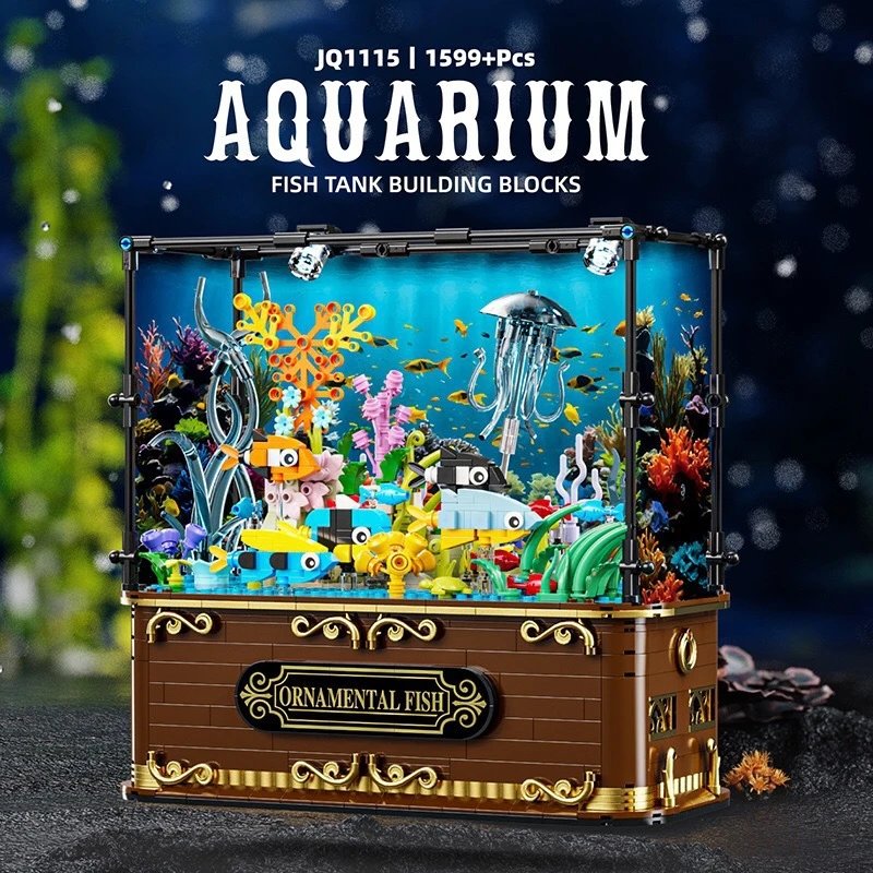 Jiqi JQ1115 Fish Tank Aquarium Clownfish Coral Ecological Fish Building Blocks Difficult Puzzle Assembly Toy Foto QC de WEIDIAN na Qualit.ly