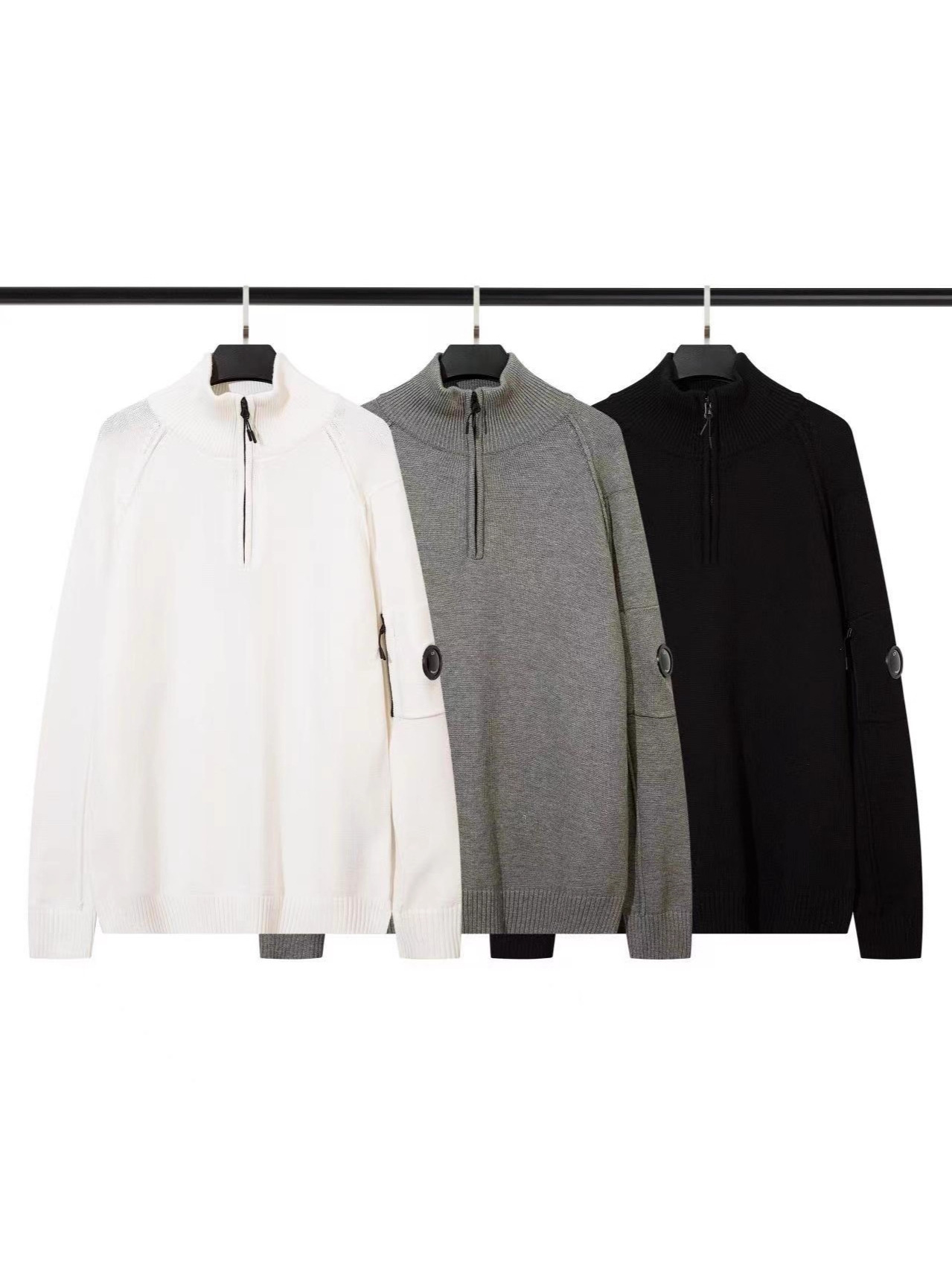Cp Company Autumn and Winter New Couple Micro-Transparent Lens Pullover Stand Collar Pure Color Half-Zip Knitwear Ius Foto QC de 1688 na Qualit.ly
