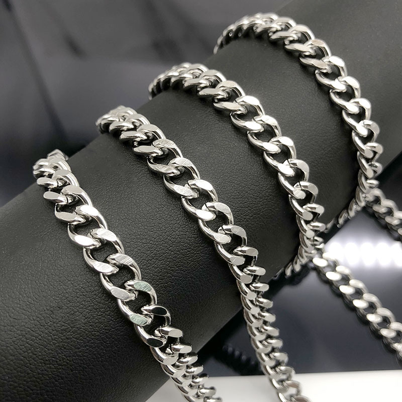 Stainless steel chain double-sided grinding Cuban chain men's and women's necklace bracelet jewelry chain diy luggage chain spot