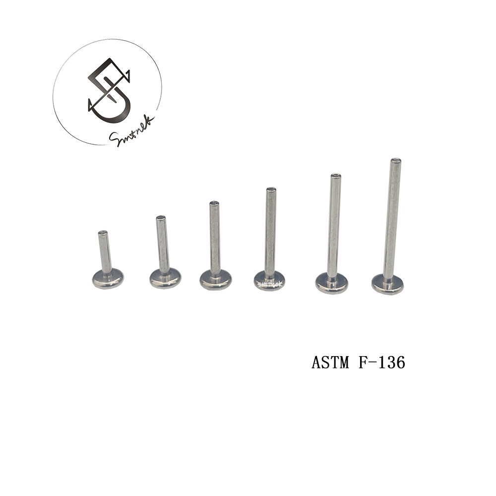 SMTNEK ASTM F-136 Implant Grade Titanium Alloy Inner Teeth Lip Rod Earring Rod Accessories