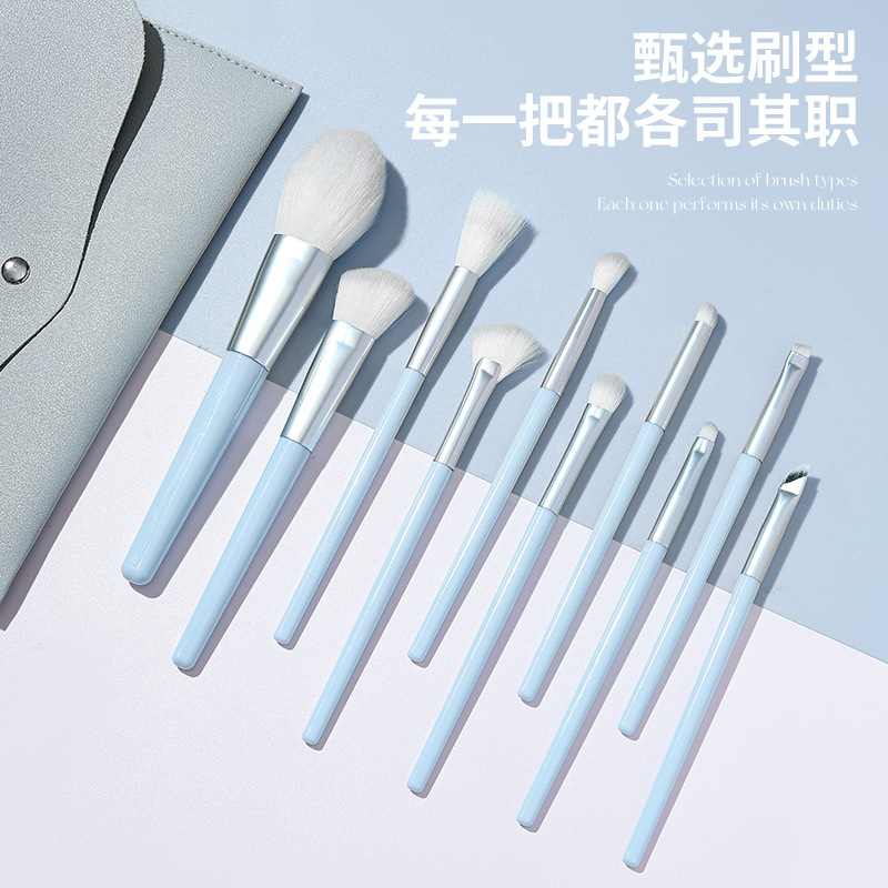 New 10 three-color series set brush portable makeup brush artificial fiber loose paint eye shadow brush full set of professional beauty