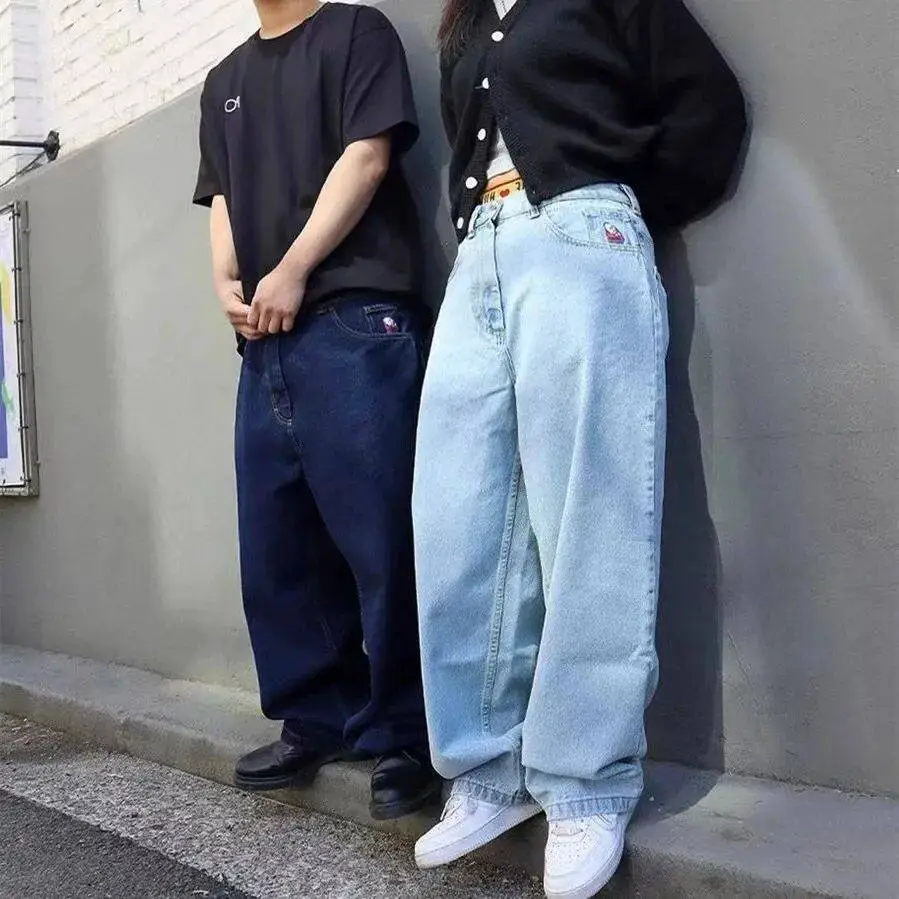 Y2K Big Boy Jeans for Men Setwear Baggy Jeans Embroidery Denim