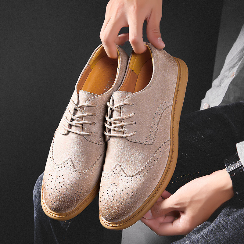 Cross-Border Amazon Popular Men's Leather Shoes Business Formal Leather Men's Shoes Large Size Breathable Casual Brogue Leather Shoes
