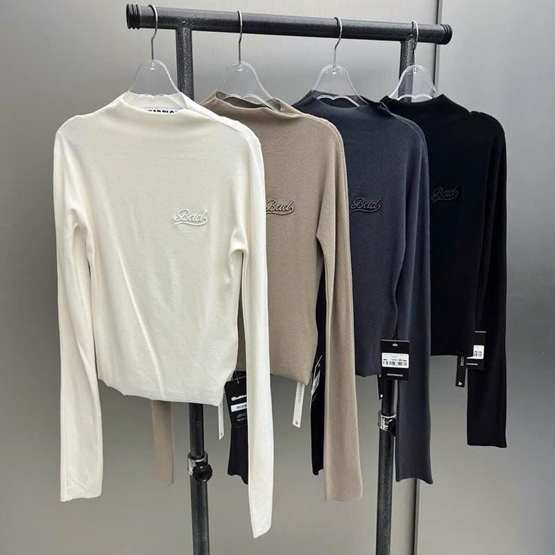 Korean Badblood Bcac Series American Sexy Half Turtleneck Long-Sleeved T-Shirt Women's Niche Slim Bottoming Shirt Trbottomy