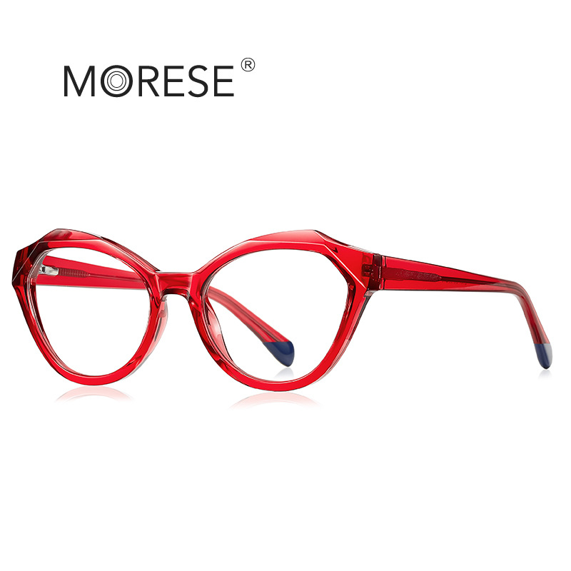 Foreign trade new TR90 glasses frame 2141 cross-border ins style polygon crystal cut border blue light flat mirror women