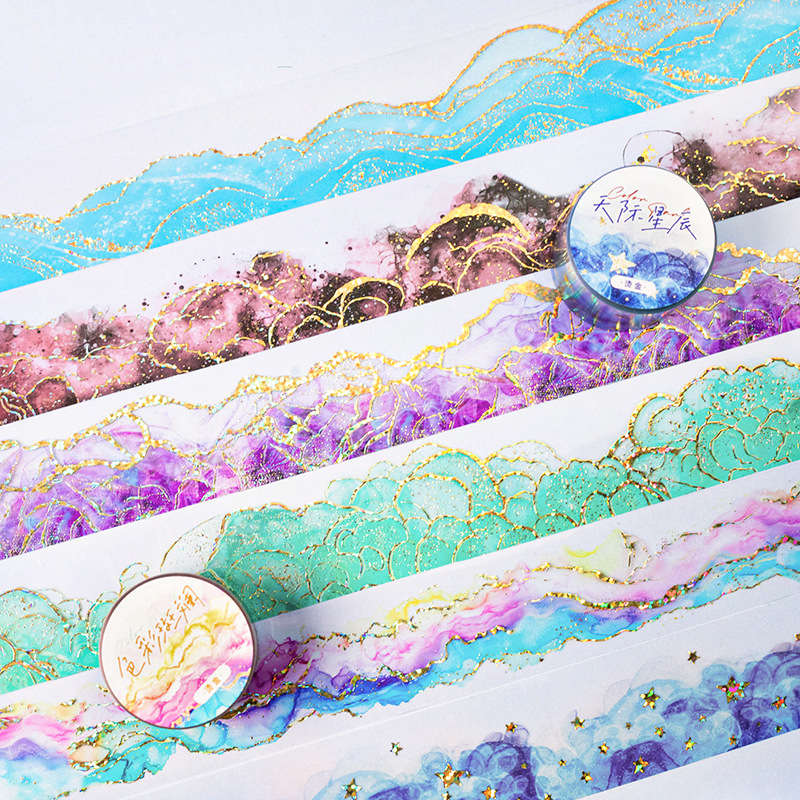 A Beautiful Day Watercolor Dyeing Theme Bronzing PET Tape Color Paradise Series 6 Players Account Base